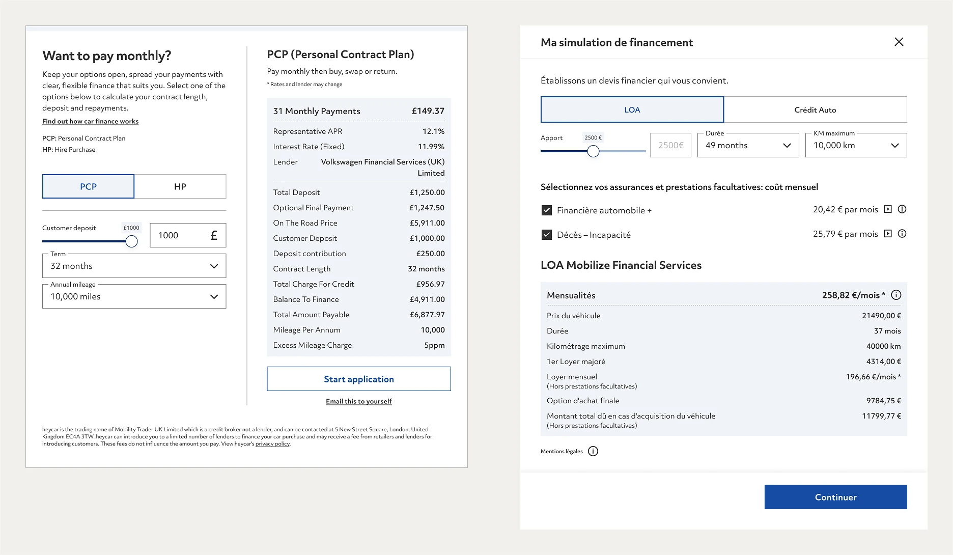 Fragmented finance calculator versions across UK, France and Germany